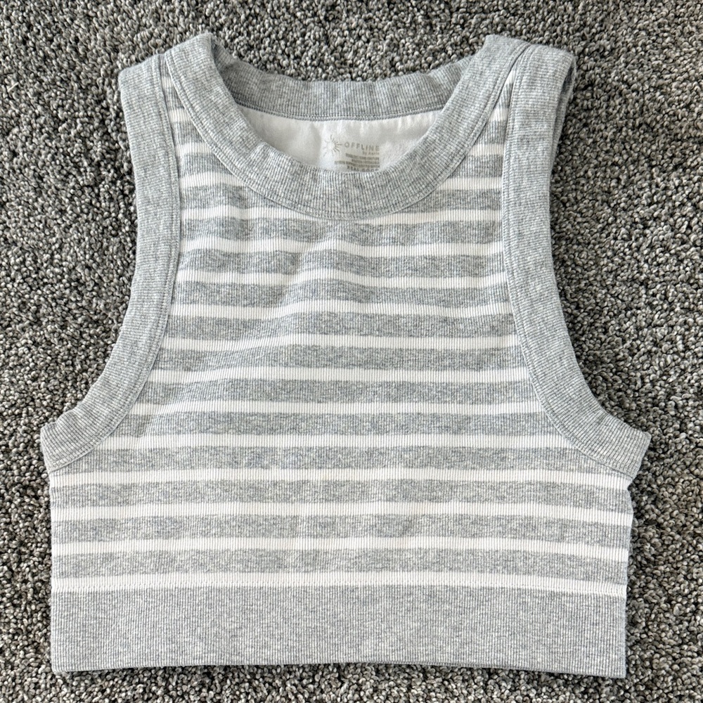 Gray Striped Women's Crop Top